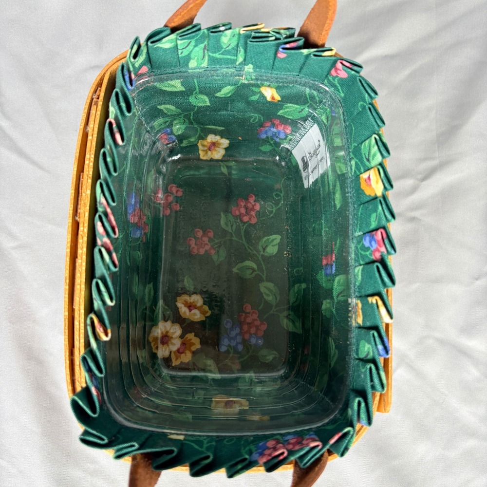 Longaberger 1996 Horizon of Hope Basket Green Floral Liner Plastic Protector - Picture 10 of 10